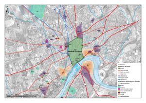 Topografía urbana de la Córdoba emiral sobre planimetría actual de la ciudad (Convenio GMU-UCO).