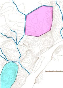 Ubicación de las dos ciudades: turdetana (azul) y republicana (rosa) (Convenio GMU-UCO)